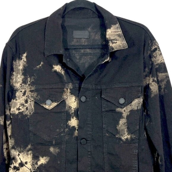 Monfrere Dean Stretch Denim Jacket Sandstorm Tie Dye Medium Black Pre-Loved - Picture 3 of 6
